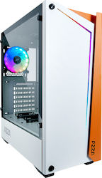 Azza Apollo 430 Gaming Midi Tower Κουτί Υπολογιστή με Πλαϊνό Παράθυρο και RGB Φωτισμό Λευκό