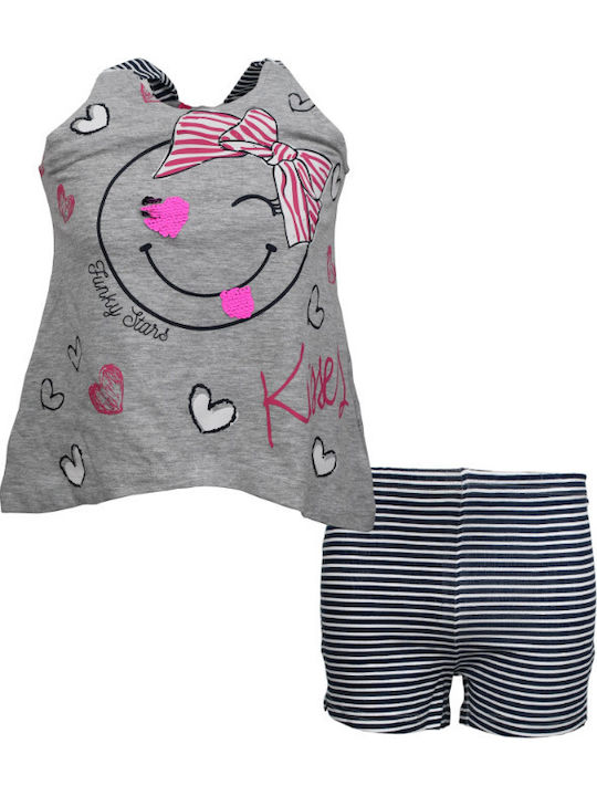 Funky Kids Set with Shorts Summer 2pcs Gray