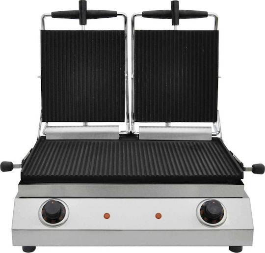 TzeTHan Τ305 ECO Commercial Double Sandwich Maker with Cast iron Ribbed Top and Ribbed Bottom 3200W