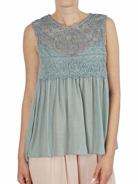 Moutaki Women's Summer Blouse Sleeveless Mint