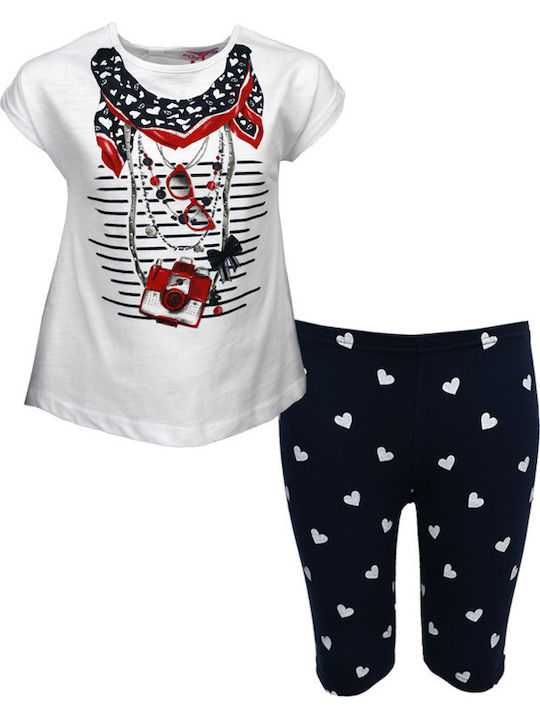 Funky Kinderkleidung Set mit Leggings Sommer 2Stück Weiß