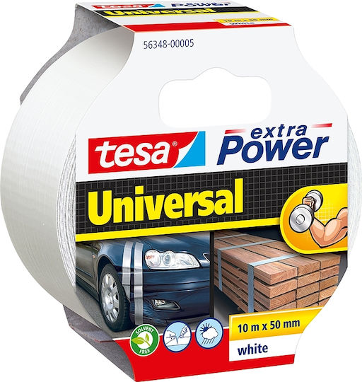 Tesa Extra Power Universal White Αυτοκόλλητη Υφασμάτινη Ταινία Λευκή 10mx50mm