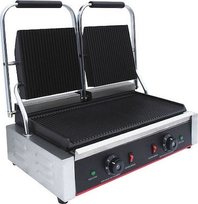 LP-813MM Commercial Double Sandwich Maker with Ribbed Top, Ribbed Bottom, Flat Top and Flat Bottom 4000W