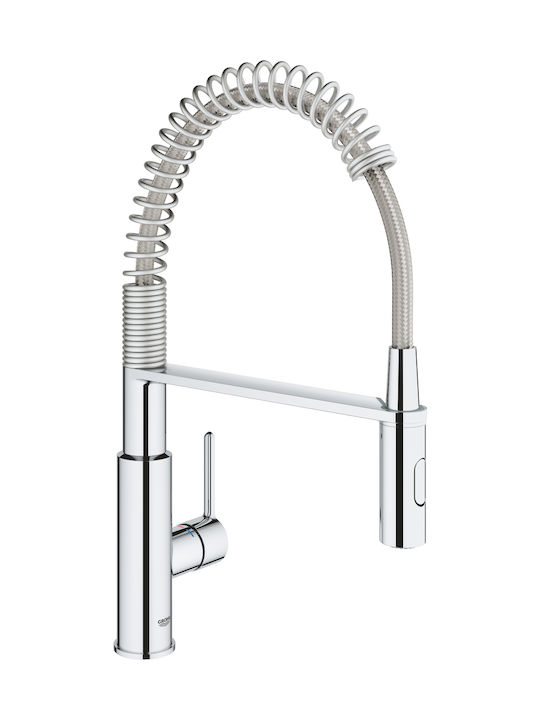 Grohe Get Kitchen Counter Faucet with Spring Spout Inox Silver