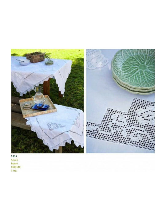 Whitegg Tablecloth Cotton Knitted 1317 White 140x140cm