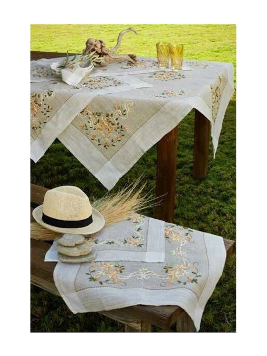 Whitegg Checkered Linen with Embroidery Set 7pcs 8124 B