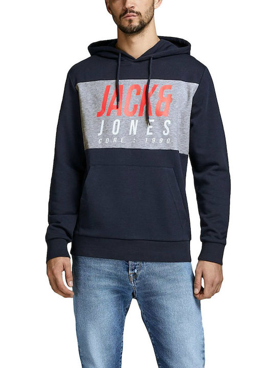 Jack & Jones 12146143 Hanorac pentru bărbați cu glugă Albastru marin 12146143