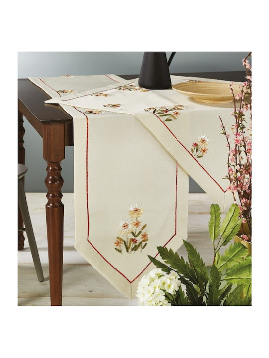 Whitegg Tablecloth with Embroidery 39896 Beige 40x160cm