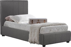 Mondy Κρεβάτι Μονό Επενδυμένο με Ύφασμα Γκρι με Τάβλες 90x200cm