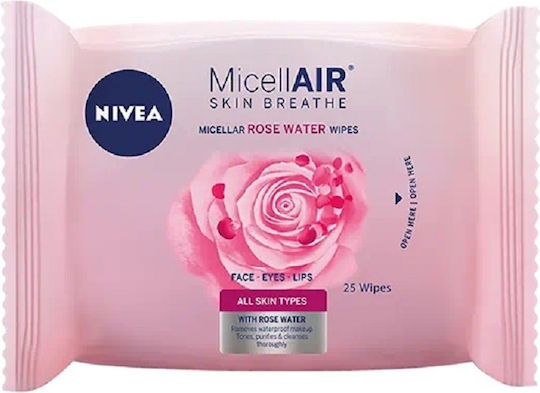 Nivea MicellAir Skin Breather Șervețele Demachiante Faciale cu Acțiune Hidratantă 25 Bucăți