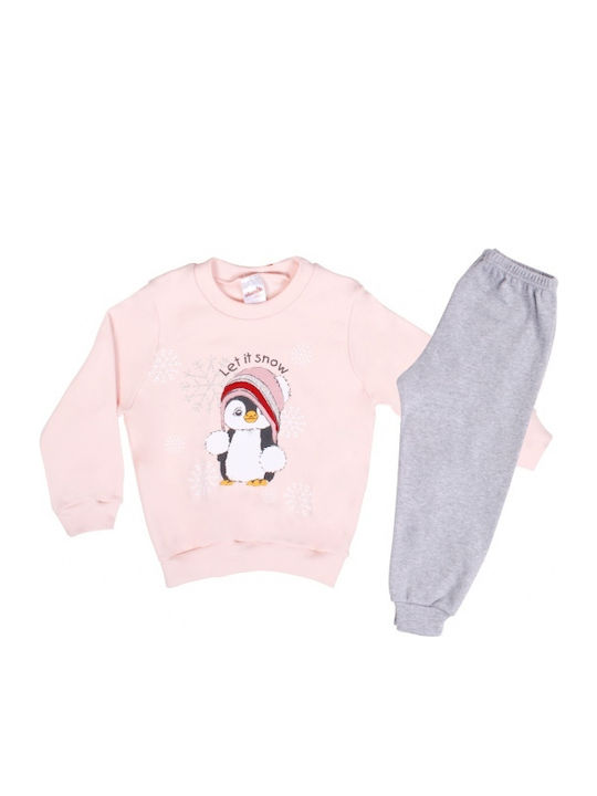 Minerva Pijama pentru copii De iarnă Roz Penguin 90-61334