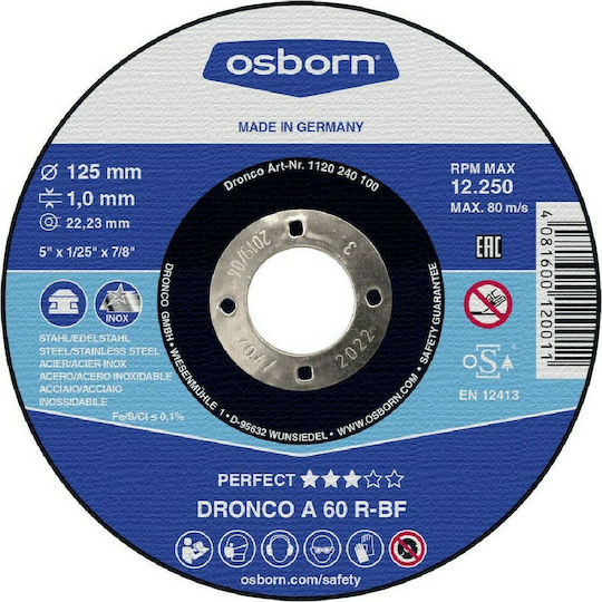 Dronco Cutting Disc Inox Perfect A 60 R Cutting Disc Metal Hole Diameter 115mm 1pcs