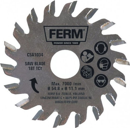 Ferm Cutting Disc Wood Hole Diameter 54.8mm with 18 Teeth 1pcs