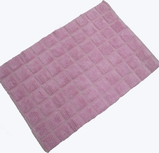 Palamaiki Bath Mat Cotton Squares Pink 60x90cm