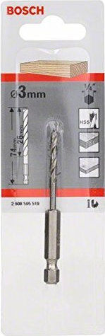 Bosch Drill HSS with Hexagonal Shank for Wood 3x74mm