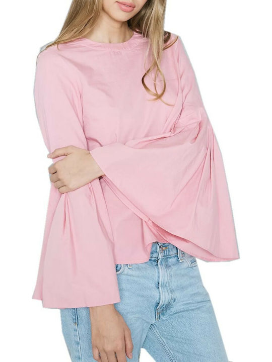 Vero Moda pentru Femei Bluză din Bumbac Mânecă lungă Roz