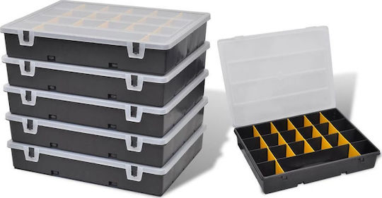 vidaXL Tool Compartment Organisers 21 Slot Adjustable Black 36x28x6.5cm 6pcs
