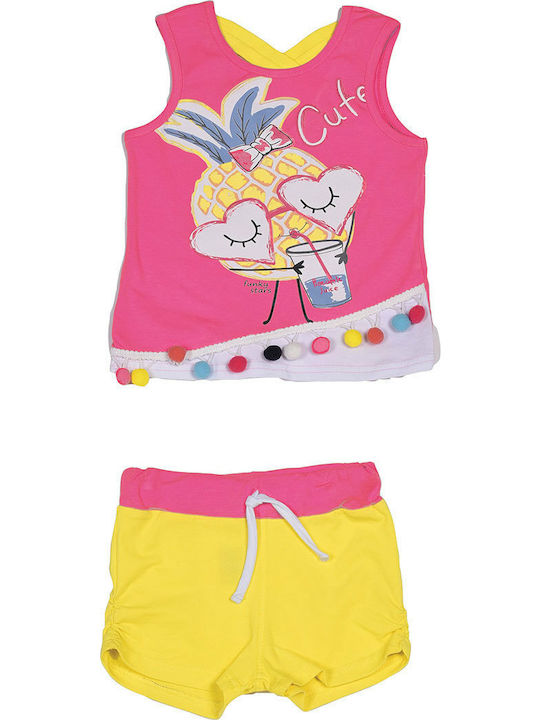 Funky Kinder Set mit Shorts Sommer 2Stück Fuchsie