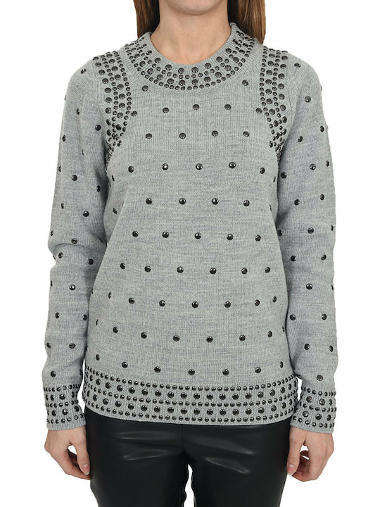 Michael Kors Women's Long Sleeve Sweater Woolen Gray MF86NRZ773-036