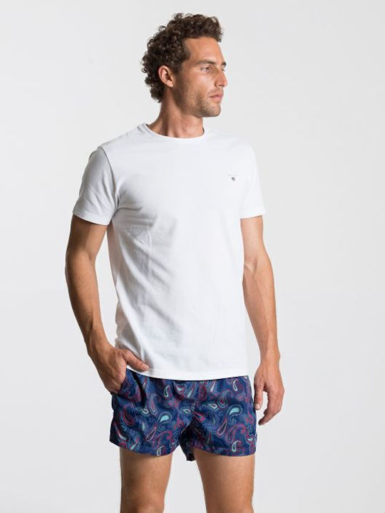 Short Cut Paisley Men's Swimwear Shorts Navy Blue with Patterns
