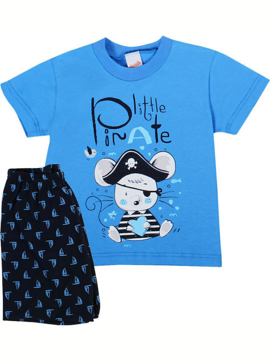 Minerva Set Top & Bottom Kids Summer Pyjamas Blue