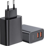 Baseus Φορτιστής Χωρίς Καλώδιο με 2 Θύρες USB-A 30W Quick Charge 3.0 Μαύρος (Speed Dual QC3.0)