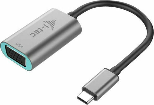 i-tec Μετατροπέας USB-C male σε VGA female Γκρι 1τμχ C31METALVGA60HZ
