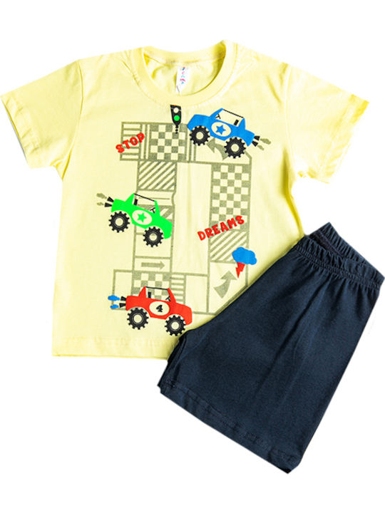 Dreams by Joyce Set Top & Bottom Kids Summer Pyjamas Yellow