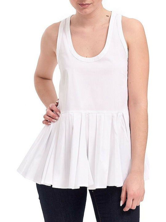 Emporio Armani Women's Summer Blouse Cotton Sleeveless White