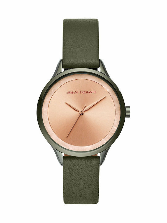 Armani Exchange Harper Дамски Часовник 38мм Кварцов с Зелен Кожен Каишка