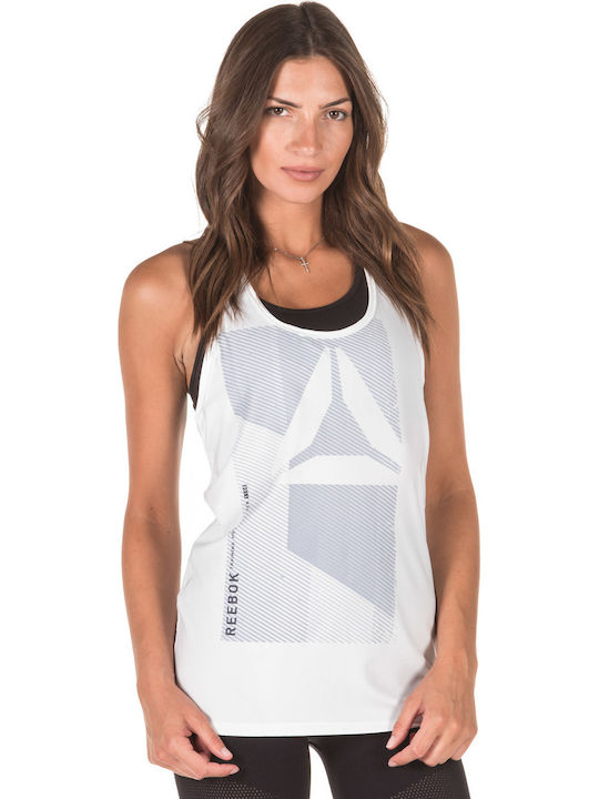 Reebok Women's Athletic Cotton Blouse Sleeveless White