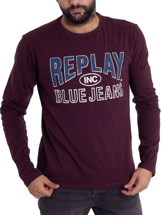 Replay Men's Long Sleeve Blouse Burgundy