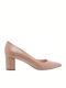 Mourtzi Leather Heel with Chunky Medium Heel Nude