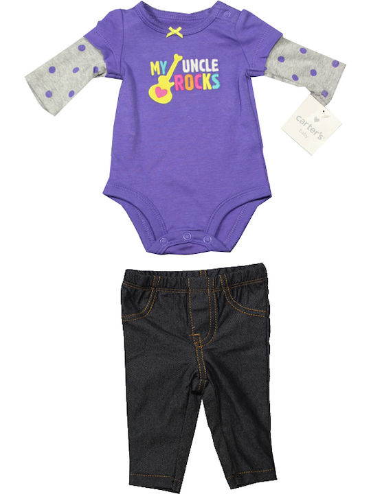 Carter's Baby Bodysuit Set Long-Sleeved Purple 2pcs