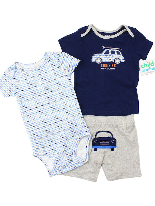 Carter's Set Baby Strampler Kurzärmelig mit Shorts Mehrfarbig 3Stück