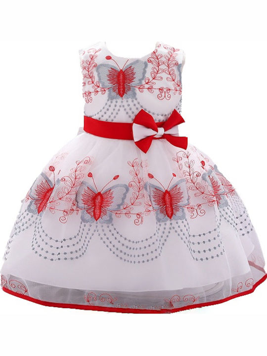 Meng Baby Mädchen Kleid Ärmellos Weiß