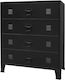 Metallic Chest of Drawers with 4 Drawers Black 78x40x93cm