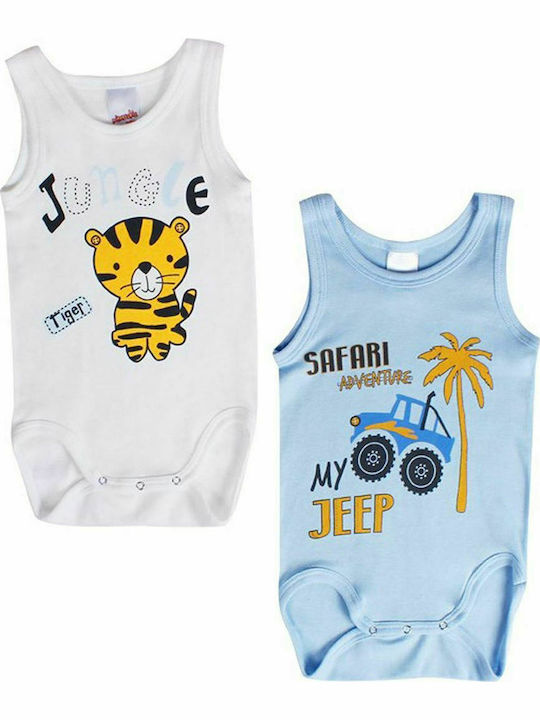 Minerva Safari 30532 Baby Bodysuit Underwear Set Sleeveless Light Blue 90-30532-314