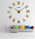 3D Wall Clock Sticker Metallic Gold