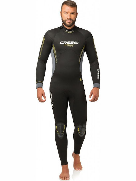 CressiSub Fast All-in-One Jumpsuit Wetsuit Double-Lined with Zip Black Gray 7mm