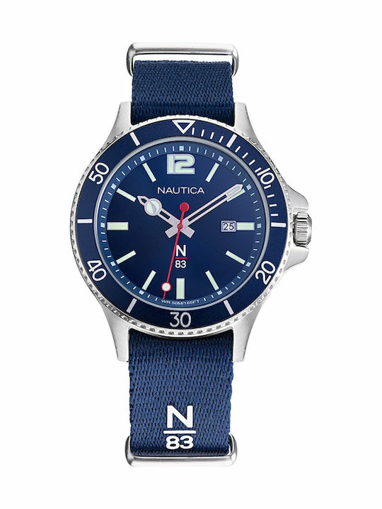 Nautica N83 Accra Beach Men's Watch 43mm Battery with Blue Fabric Strap