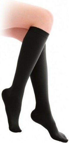 Adco 07160 Socks Calf High Graduated Compression with Silicone 15-20 mmHg Black