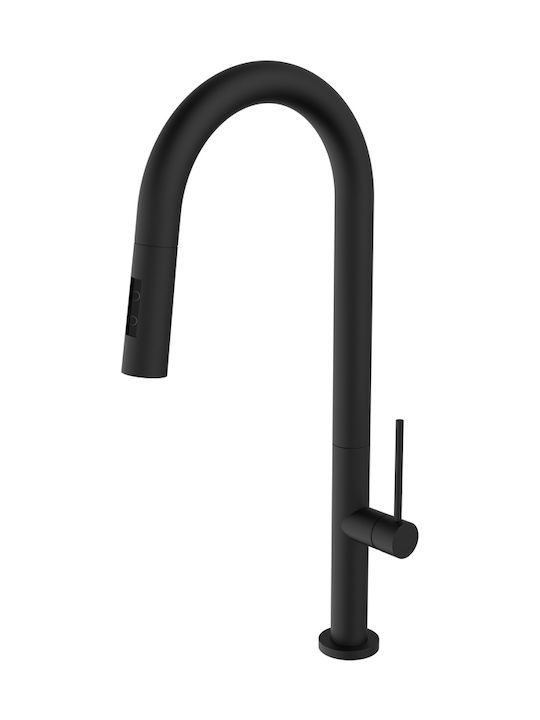 Carron Phoenix Tozo 48780 Tall Kitchen Counter Faucet with Detachable Shower Black Matt