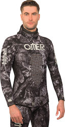 Omer Black Stone Diving Jacket Shaved Inside with Chest Pad for Spearfishing Camouflage Gray 3mm