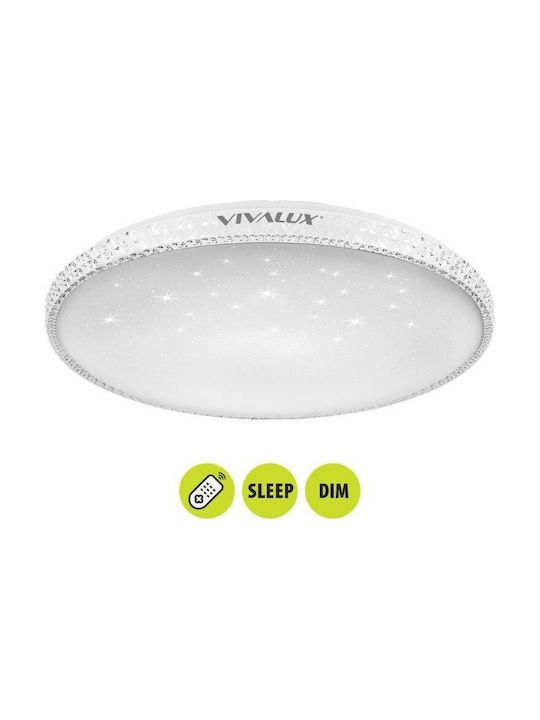 Vivalux Hera Κλασική Γυάλινη Πλαφονιέρα Οροφής με Ενσωματωμένο LED σε Λευκό χρώμα 50cm