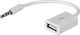 Akyga Μετατροπέας USB-A female σε 3.5mm male Λευκό 1τμχ AK-AD-24