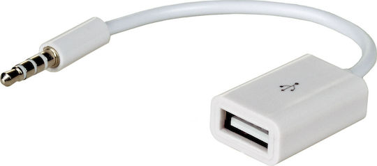 Akyga Μετατροπέας USB-A female σε 3.5mm male Λευκό 1τμχ AK-AD-24