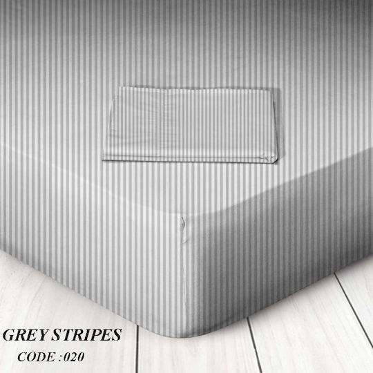 Marwa Bettlaken Super-Doppel mit Gummiband 160x200+25cm. Grey Stripes
