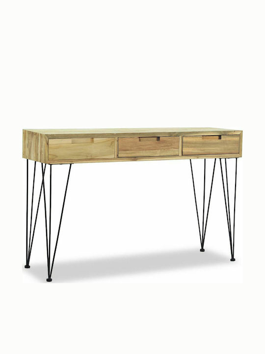 Console Table of Solid Wood & Metal Ξύλο Teak L120xW35xH76cm