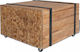 Square Side Coffee Table Made of Solid Wood with Wheels Beige W60xL60xH38cm